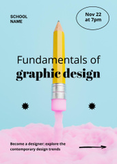 Fundamentals of Graphic Design Workshop Ad on Blue