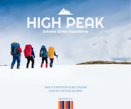 Anúncio da expedição Extreme Mountain Peak Large Rectangle Modelo de Design