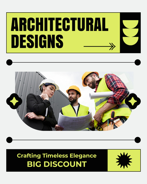 Architectural Designs Services with Team of Architects Instagram Post Vertical tervezősablon