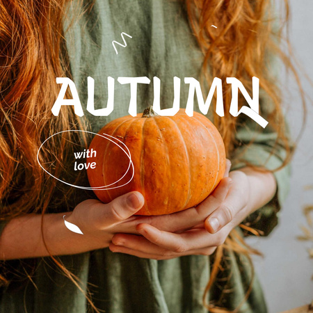 Autumn Inspiration with Girl holding Pumpkin Animated Post Design Template