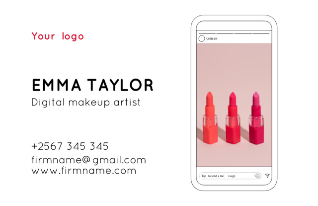 Modèle de visuel Digital Makeup Artist Proposition - Business Card 85x55mm