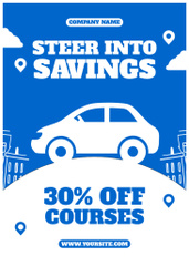 Expert Driving Lessons Offer With Slogan In Blue