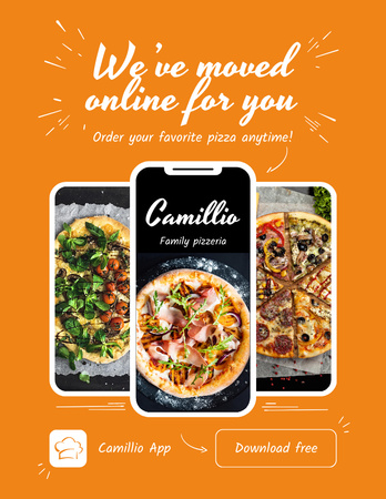 Platilla de diseño Favorite Pizza Offer In Application For Smartphones Poster 8.5x11in