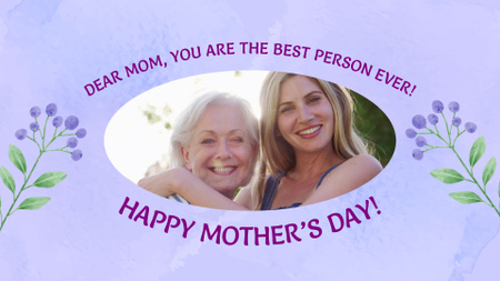 Sincere Greeting On Mother's Day With Floral Twigs Full HD video Design Template