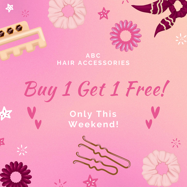 Pink Collection of Hair Accessories Instagram AD Design Template