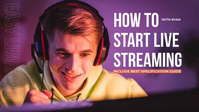 Modèle de visuel How To Start Live Streaming - Youtube Thumbnail