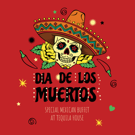 Designvorlage Schädel in Dia de los Muertos Maske für Instagram AD