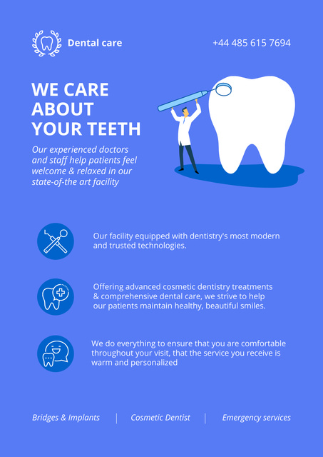 Exceptional Dentist Services Offer With Description Poster Design Template