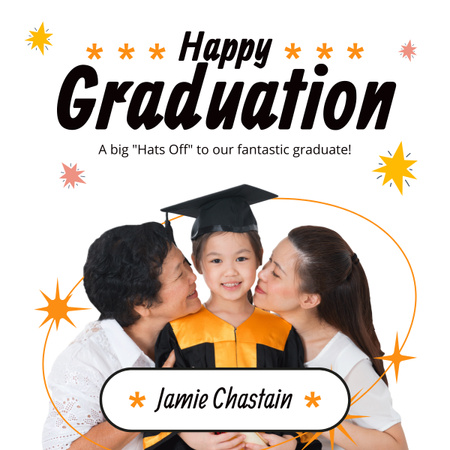 Happy Graduation to Little Asian Girl LinkedIn post Design Template