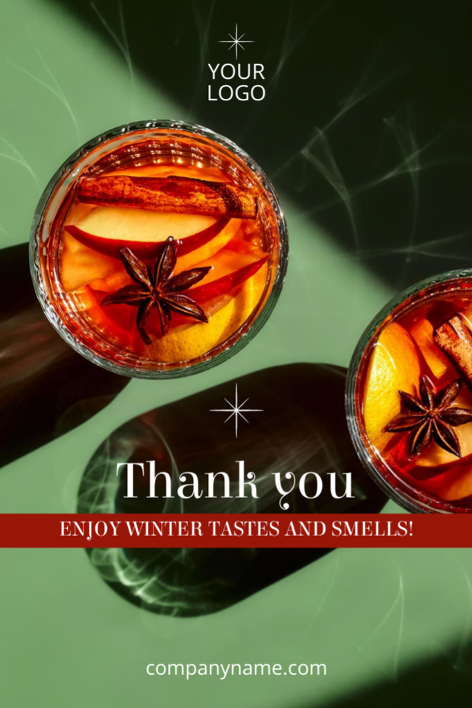 Offer of Tasty Mulled Wine Drink Postcard 4x6in Vertical Design Template