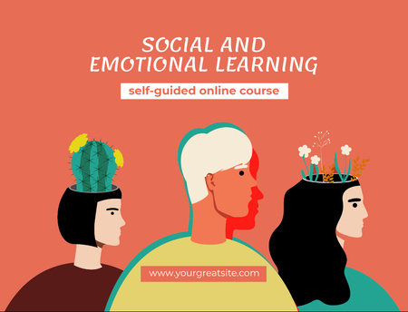 Ontwerpsjabloon van Postcard 4.2x5.5in van Social and Emotional Learning Courses Announcement