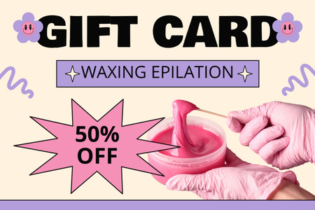 Pink Wax -epilointipalvelutarjous Gift Certificate Design Template