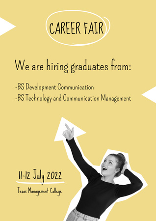 Graduate Career Fair Announcement with Woman Poster Design Template