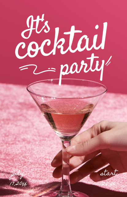 Spectacular Party Announcement With Cocktail Glass Invitation 5.5x8.5in Πρότυπο σχεδίασης