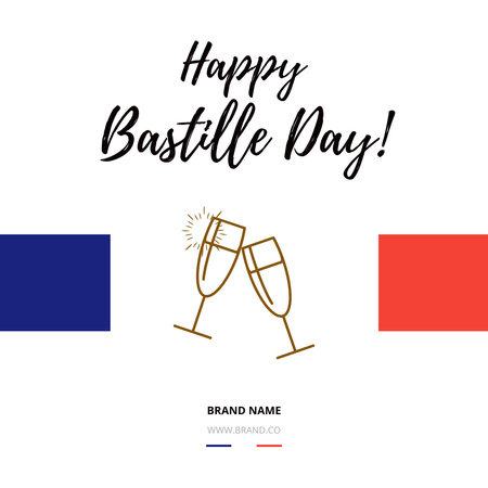 Happy Bastille Day Instagram Šablona návrhu