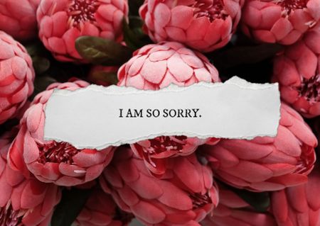 Plantilla de diseño de Cute Apology with Pink Peonies Card 