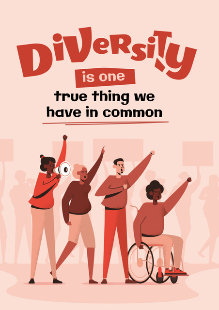Inspirational Phrase about Diversity on Pastel Poster A3 Design Template