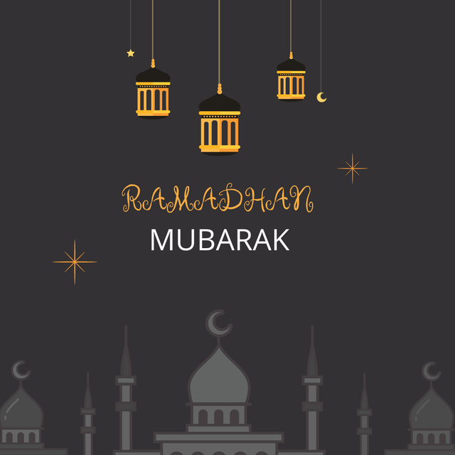 Lanterns and Night Sky for Ramadan Celebration Instagramデザインテンプレート