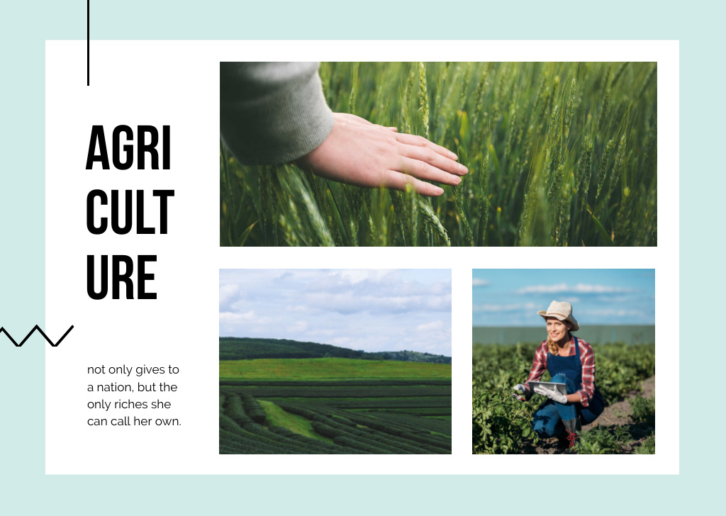 Farming Quote with Collage Postcard Design Template