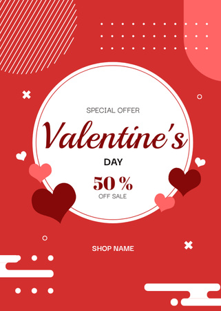 Valentine's Day Discount Offer on Red Invitation Design Template