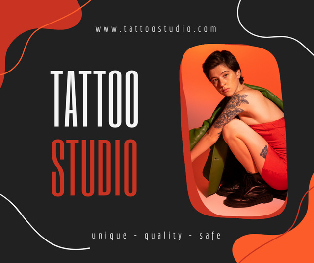 Designvorlage Safe And Quality Tattoo Studio Service Offer für Facebook