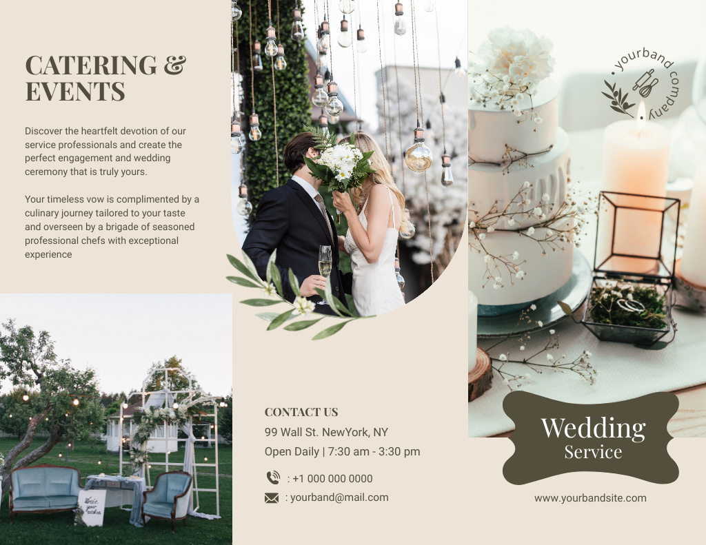 Ontwerpsjabloon van Brochure 8.5x11in van Wedding Catering Services Offer