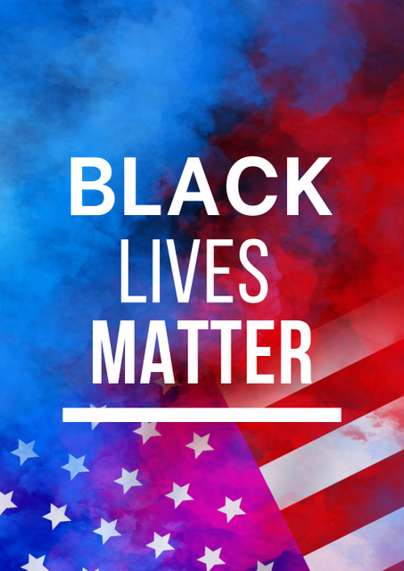 Black Lives Matter Slogan on Background of American Flag Poster B1 – шаблон для дизайна