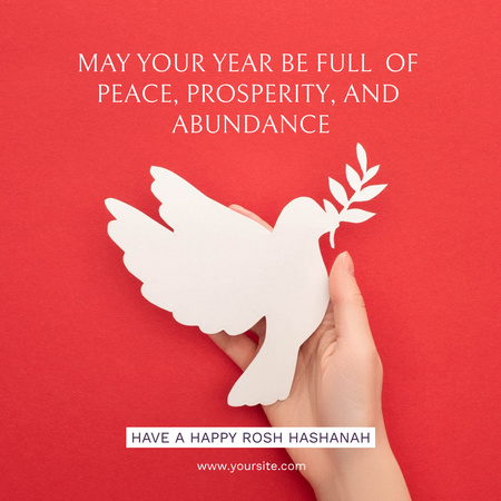 Ontwerpsjabloon van Instagram van Rosh Hashanah Wishes with White Pigeon