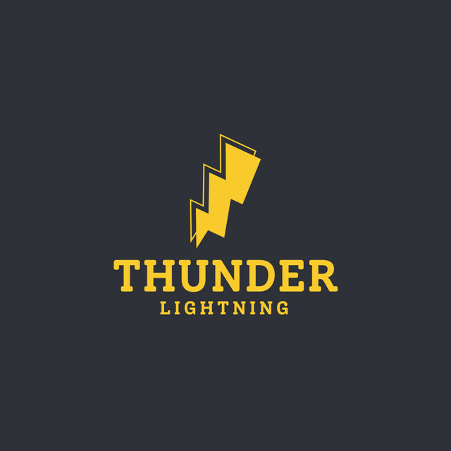 Emblem with Thunder Lightning Logo 1080x1080pxデザインテンプレート