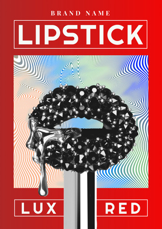 Psychedelic Illustration of Female Lips Poster Tasarım Şablonu
