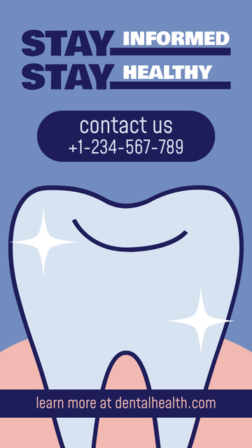 Dental Services with Illustration of Tooth Instagram Video Story Design Template