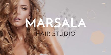 Marsala hair studio banner Image Šablona návrhu