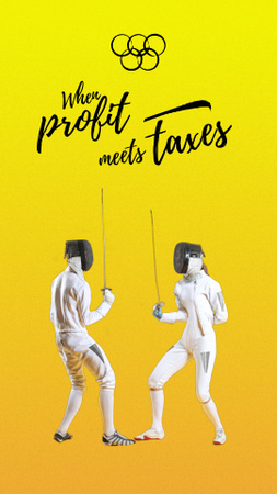 Profit and Taxes as fighting fencers Instagram Video Story Design Template