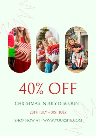 Christmas in July Sale Offer with Presents Flyer A4 Design Template