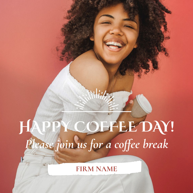 Modèle de visuel Young Woman Holding Takeaway Coffee Cup - Animated Post