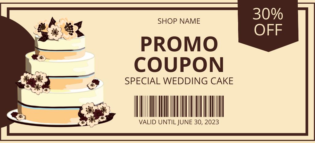 Wedding Cake Discount Coupon 3.75x8.25in Design Template