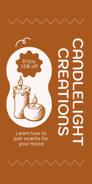 Hand-Thrown Candle Offer with Discount Graphic Design Template