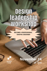 Design Leadership Workshop Announcement with Woman and Laptop