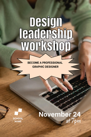 Design Leadership Workshop Announcement with Woman and Laptop Flyer 4x6inデザインテンプレート
