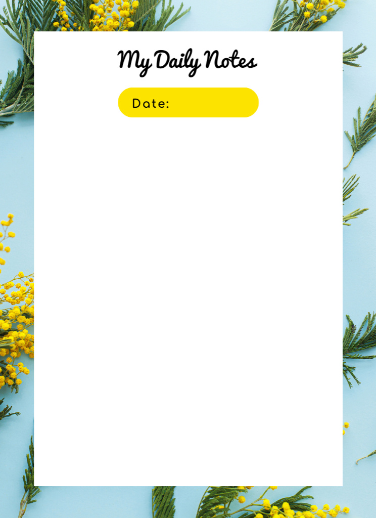 Daily Planner on Blue and Yellow Floral Background Notepad 4x5.5in Design Template