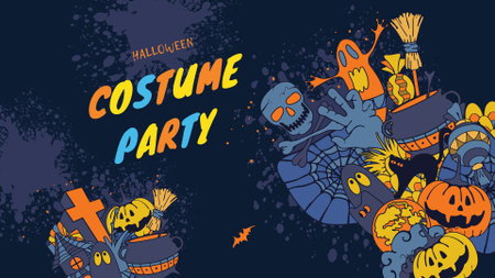 Halloween Costume Party Announcement FB event cover Design Template