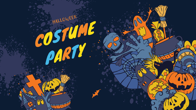 Halloween Costume Party Announcement FB event cover Πρότυπο σχεδίασης