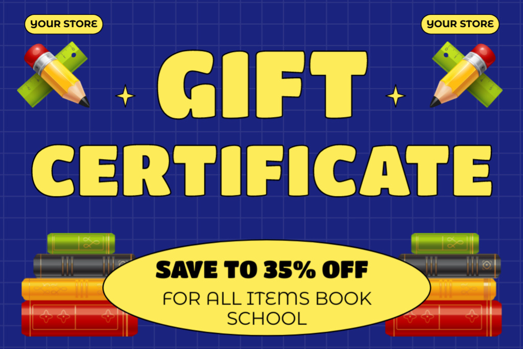 Ontwerpsjabloon van Gift Certificate van Gift Voucher Offer for All School Books