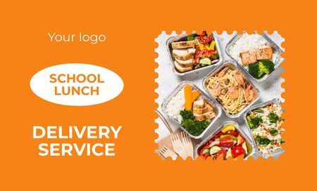 School Meal Delivery Service Offer Business Card 91x55mm Design Template