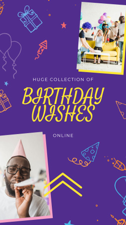 Modèle de visuel anniversaire souhaite aux gens de la publicité à la fête d'anniversaire - Instagram Story