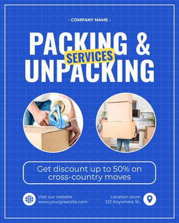 Packing and Unpacking Services Ad with Discount Offer Instagram Post Vertical Design Template
