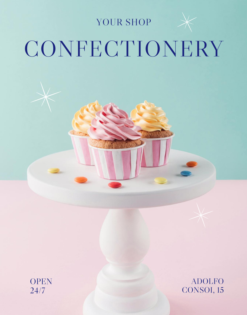 Szablon projektu Offer of Sweet Confectionery with Cupcakes Poster 22x28in
