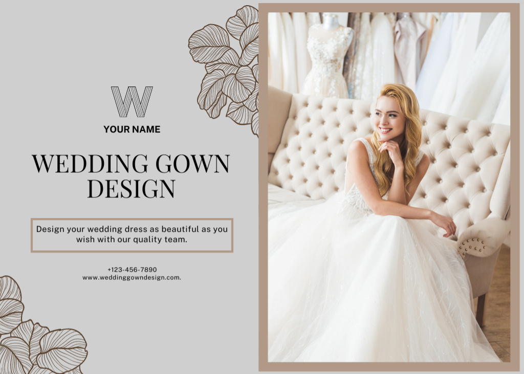 Designer Wedding Dresses Postcard 5x7inデザインテンプレート