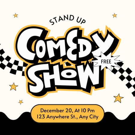 Comedy Show Promo with Bright Illustration Instagram Design Template