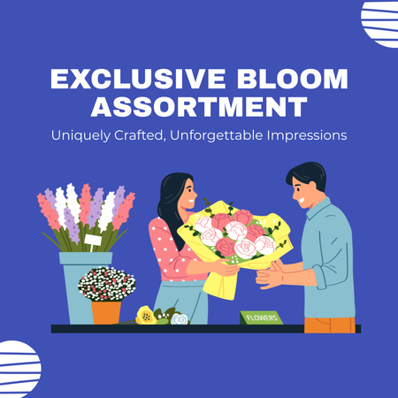 Designvorlage Angebot eines Blühsortiments zur Gestaltung von Blumenarrangements für Instagram AD
